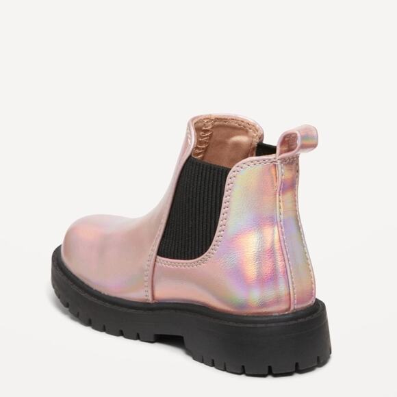 Old Navy Pink Metallic Faux Leather Chelsea Boots - Picture 4 of 11